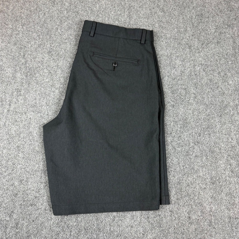 Greg Norman Mens Golf Shorts Charcoal Gray Heather Flat Front Performance 37W
